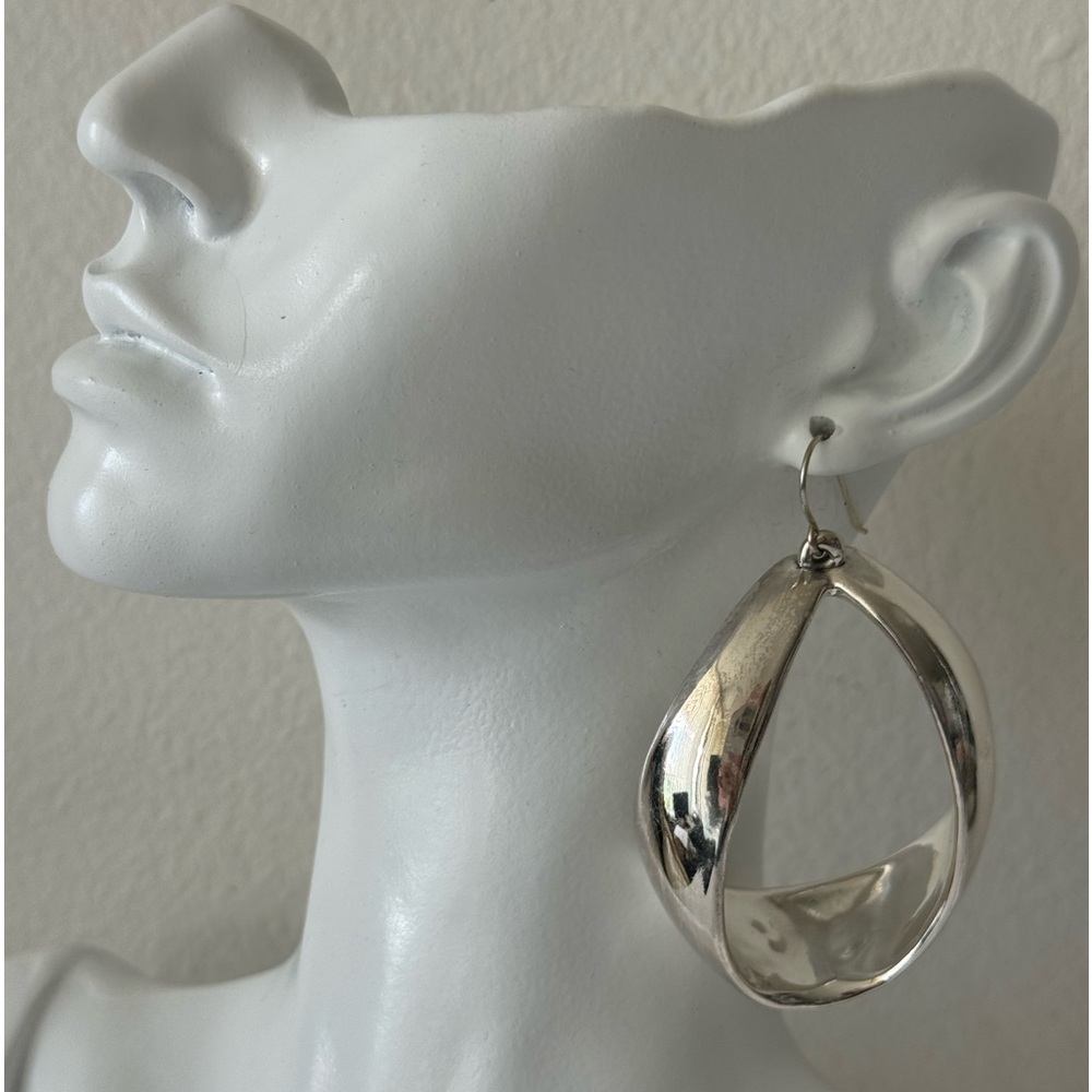 E&L Israel Electroform Earrings Sterling Silver 2.5in long